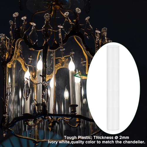 EMNOOTI 6 Inch Tall White Plastic Candle Covers Sleeves,Chandelier Socket Sleeves,Candelabra Base E12 Socket Covers Set of 6 - Image 5