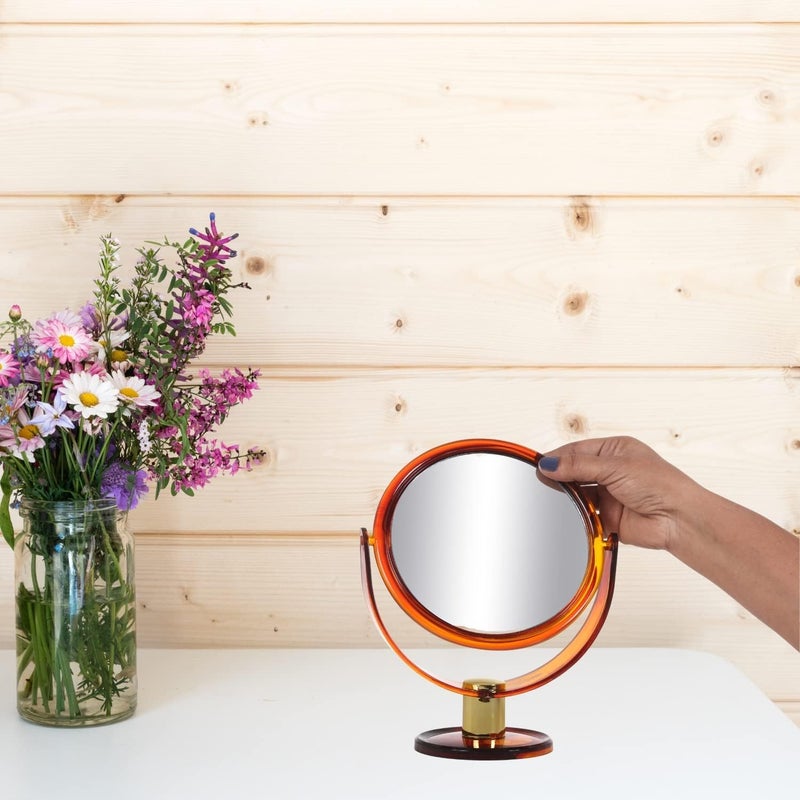 BANIRA Professional Round Double Sided Magnifying Large Makeup Mirror Standing Vanity Dressing Mirror for Makeup with Stand Shell 55 INCH - Image 5