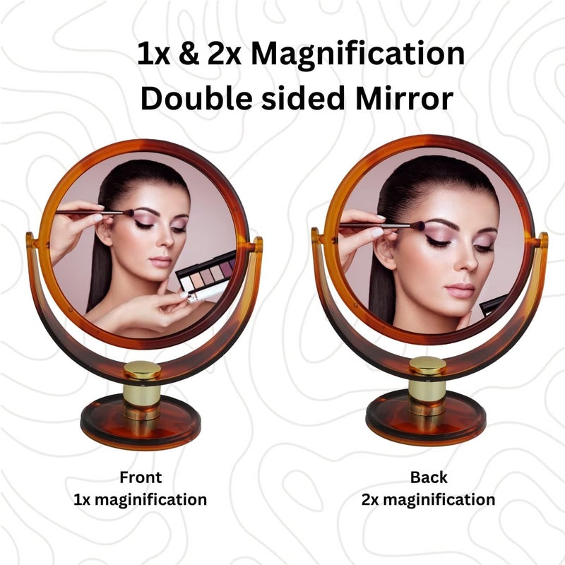 BANIRA Professional Round Double Sided Magnifying Large Makeup Mirror Standing Vanity Dressing Mirror for Makeup with Stand Shell 55 INCH - Image 2