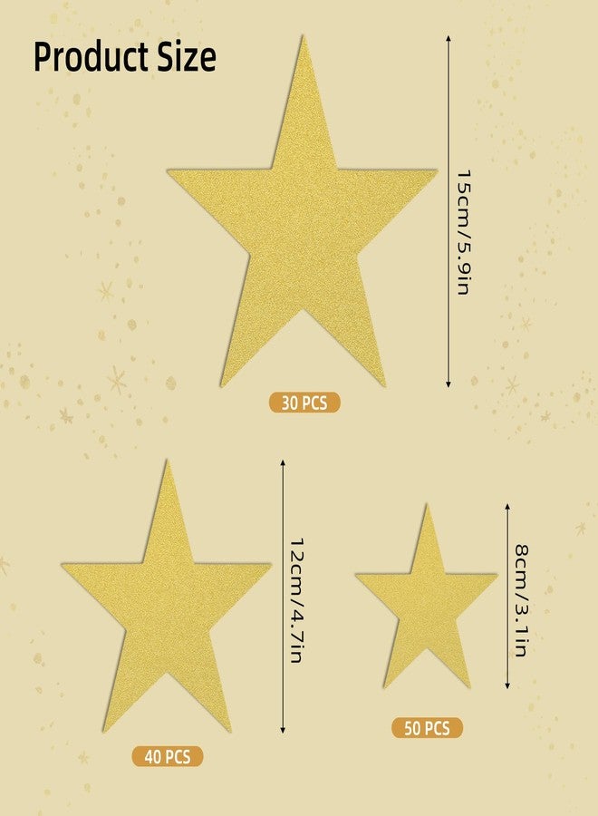 Motroce 120PCS Glitter Gold Five Star Cutouts Paper Gold Star Cutouts Star Confetti Cutouts Decorations for Wedding Party Bulletin Board Stars Classroom Wall Christmas Party, 3 Sizes - Image 2
