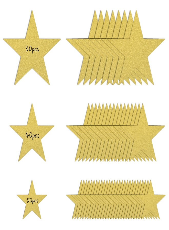 Motroce 120PCS Glitter Gold Five Star Cutouts Paper Gold Star Cutouts Star Confetti Cutouts Decorations for Wedding Party Bulletin Board Stars Classroom Wall Christmas Party, 3 Sizes - Image 1