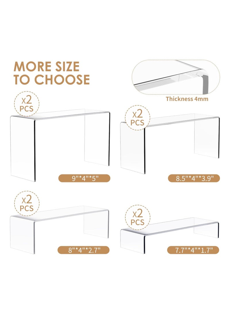 TPGP 8 Pieces Acrylic Risers, 4 Tier (2 Set) Clear Rectangle Acrylic Showcase/Tabletop Display Stand, 4" Wide Display Risers - Image 2