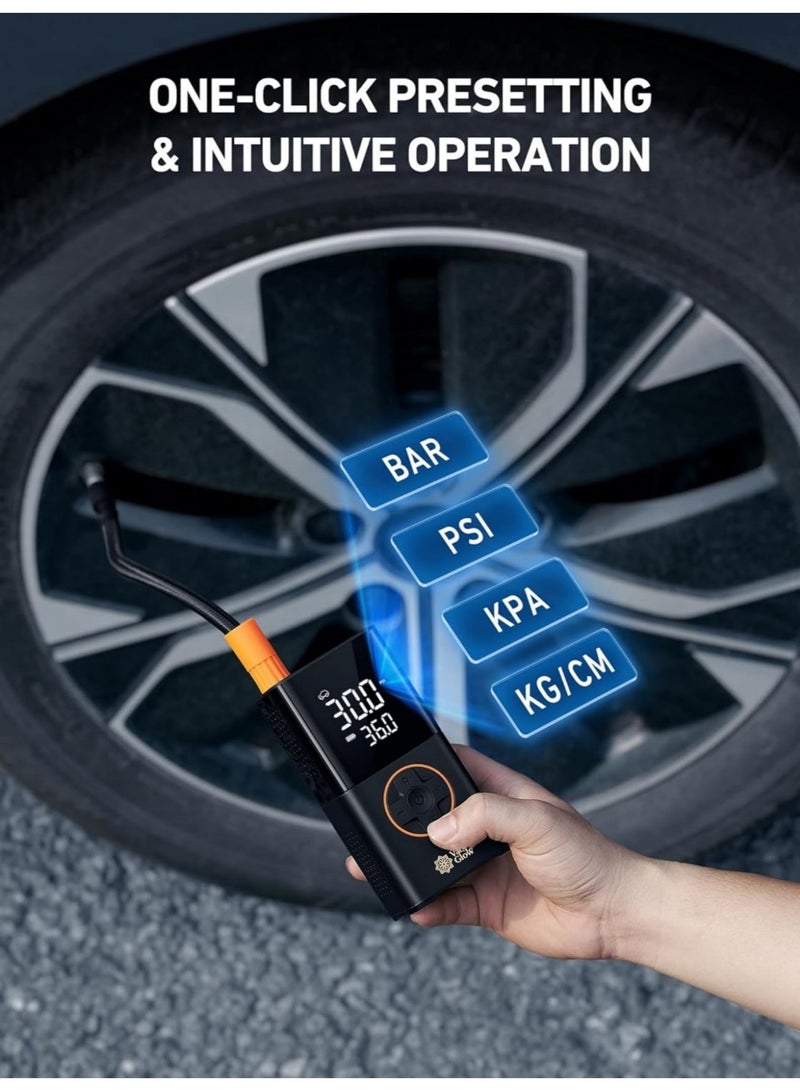 Valiant Glow (Emergency Off Road Backup) Air compressor tire inflator (4 nozzles) | Portable cordless bicycle pump | with digital dual-value display | 150 PSI car tire pump with LED light | Suitable for cars, motorcycles, bicycles, balls, inflatable mattresses, pool floats, and vacuum bags. - Image 4
