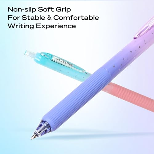 WRITECH Gel Pens Fine Point: 0.7mm Black Ink Retractable 6ct Smooth Writing with Aesthetic Gradient Color Barrel for Journaling Note Taking Silent Click No Smear Nebula Pen Set - Image 3