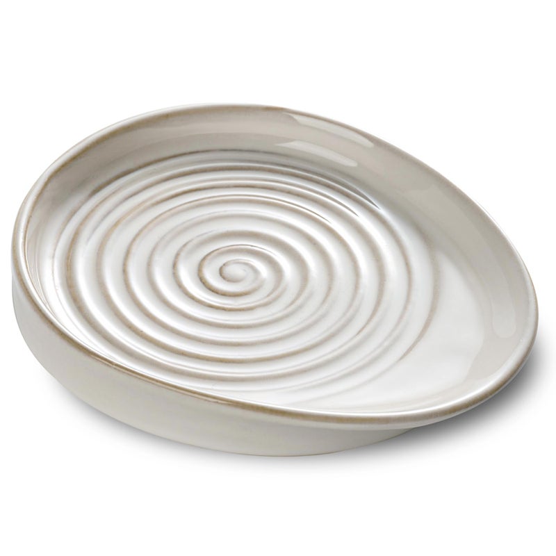 Seyatoo Ceramic Spoon Rest for Stove Top Spoon Holder for Kitchen Counter Farmhouse Cooking Utensil Holder for Spoons Ladles Spatula Glazed White