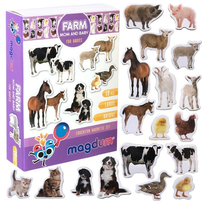 FRIDGE MAGNETS FOR TODDLERS 18 FARM ANIMAL MAGNETS FOR REFRIGERATOR SAFE REAL MAGNETIC ANIMALS MOM BABY BIG REALISTIC MAGNETS FOR KIDS LEARNING TOY SET CHILDREN EDUCATIONAL GIFT