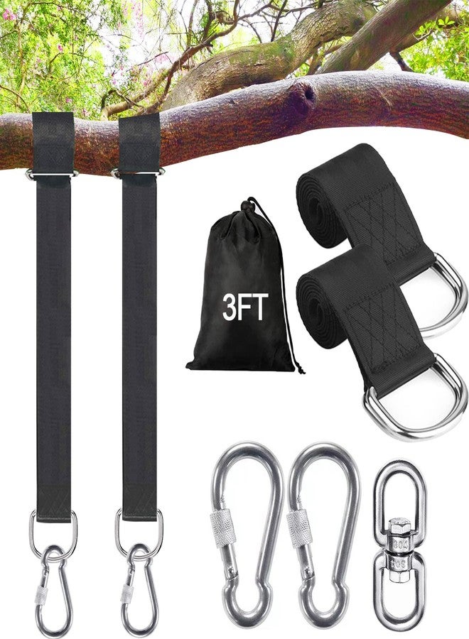 Werflyto 10FT Tree Swing Hanging Kit (Set of 2) Holds 2500 lbs, Extra Long Tree Swing Straps with Screw Lock Carabiners, Tree Protectors and Swivel, Easy Installation for All Swings and Hammocks - Image 1