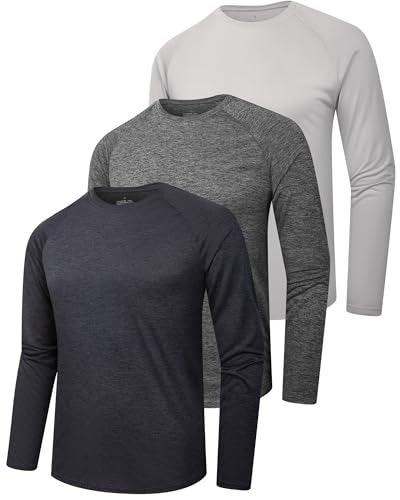 clothin 3 Pack Long Sleeve Shirts for Men/Mens Workout T-Shirts Moisture Wicking Lightweight - Image 1