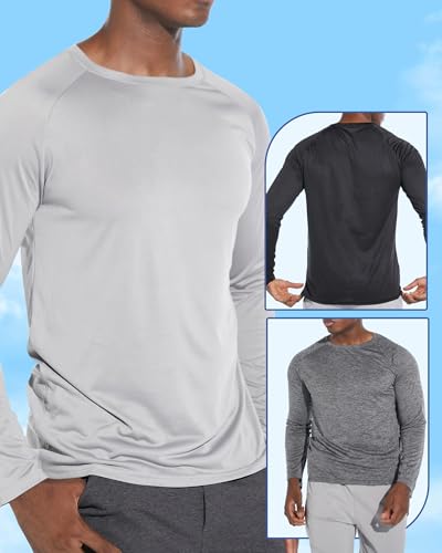 clothin 3 Pack Long Sleeve Shirts for Men/Mens Workout T-Shirts Moisture Wicking Lightweight - Image 4