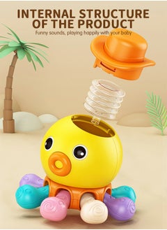 GROIC Infant Sensory Toys Baby Montessori Teething Toys, Early Educational Learning Toys Grab Spinner Rattle Motor Skills Activity with Music Fingers Octopus Puzzle Press Toys  - Image 4
