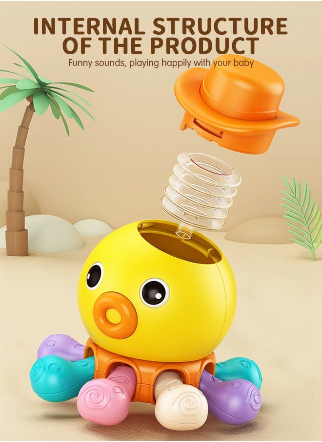 GROIC Infant Sensory Toys Baby Montessori Teething Toys, Early Educational Learning Toys Grab Spinner Rattle Motor Skills Activity with Music Fingers Octopus Puzzle Press Toys  - Image 4