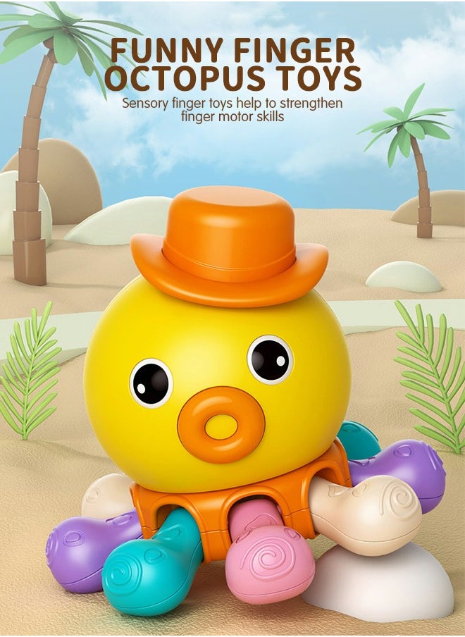 GROIC Infant Sensory Toys Baby Montessori Teething Toys, Early Educational Learning Toys Grab Spinner Rattle Motor Skills Activity with Music Fingers Octopus Puzzle Press Toys  - Image 2