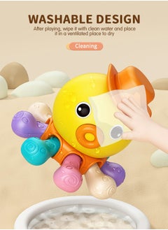 GROIC Infant Sensory Toys Baby Montessori Teething Toys, Early Educational Learning Toys Grab Spinner Rattle Motor Skills Activity with Music Fingers Octopus Puzzle Press Toys  - Image 5