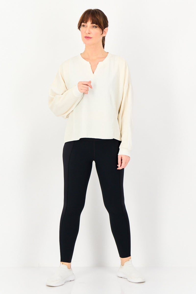 Nike Women Loose Fit Long Sleeve Outdoor Sweater, Cream - Image 4