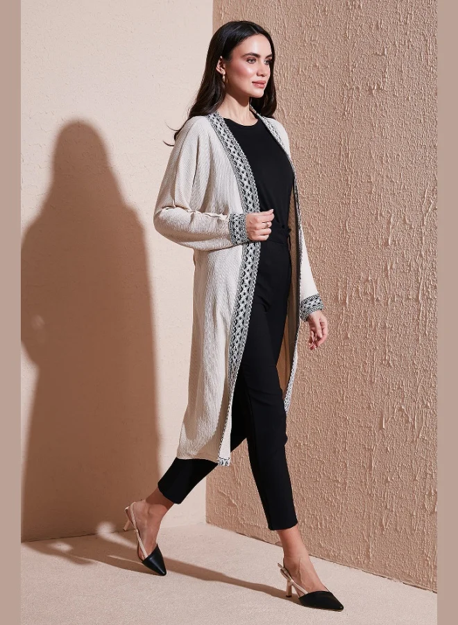 ليلا كارديجان طويل مطرز بحزام للنساء من ليلا