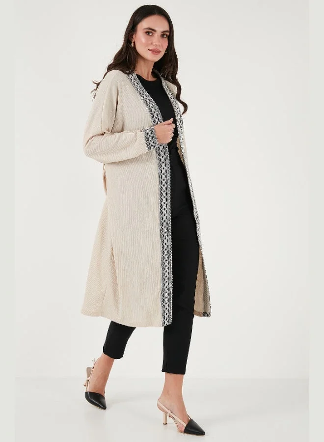 ليلا كارديجان طويل مطرز بحزام للنساء من ليلا