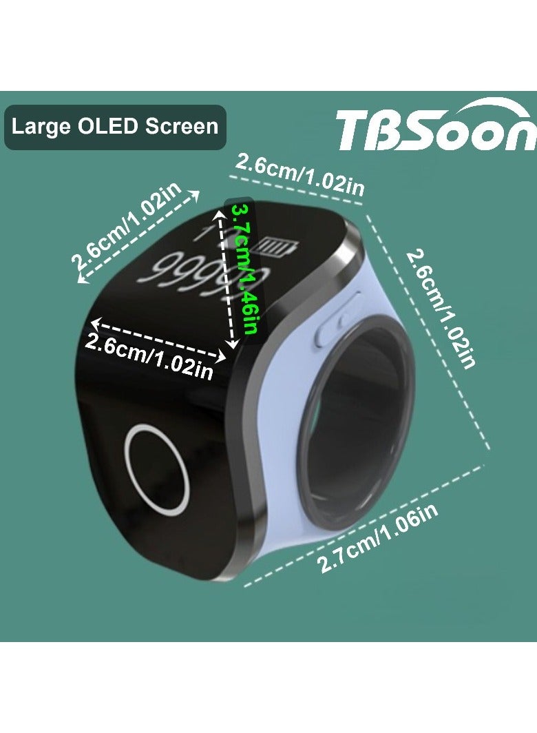 Large Screen Prayer Smart Ring, Lucky Ring, Smart Tasbih Beads Ring, Large Battery, Large OLED Display, with Prayer Counters, Fashionable, Cool, Perfect for Daily Wear and Gift Giving, Man and Women Samrt Ring, TBSoon iQIBLA Zikr Ring  - Image 3