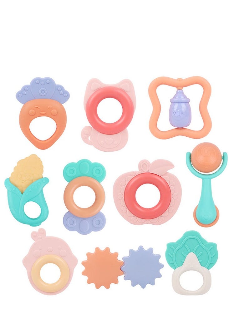 null - This 7-piece set of infant chew toys combines pendants and teething rings specially designed for toddlers. Made from safe, BPA-free materials, these toys feature attractive colors and various shapes such as fruits and vegetables that help stimulate baby's visual and tactile senses. - Image 1