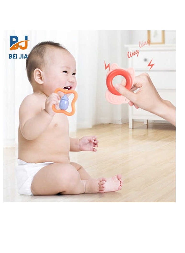 null - This 7-piece set of infant chew toys combines pendants and teething rings specially designed for toddlers. Made from safe, BPA-free materials, these toys feature attractive colors and various shapes such as fruits and vegetables that help stimulate baby's visual and tactile senses. - Image 1