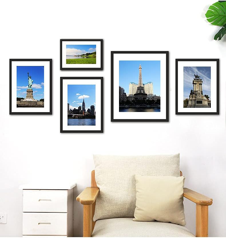 PEALSN 11x14 Picture Frame Set of 6, Display Pictures 8x10 with Mat or 11x14 Without Mat for Wall Mounting or Table Top Display, Photo Frames Collage for Wall Decor, Black Woodgrain. - Image 4