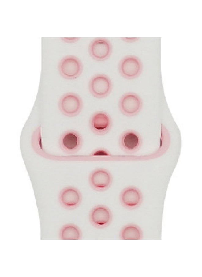 Generic Suitable For Apple Two-color Silicone Nike Strap Nike Hole Apple Iwatch Breathable Sports Watch Strap-Color:17 White + Pink-Specifications:38/40/41mm-S  - Image 1