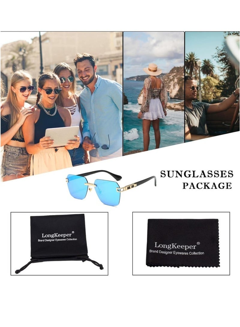 نظارات شمسية عصرية جديدة بدون إطار نظارات شمسية مخصصة للجنسين واقية من الأشعة فوق البنفسجية