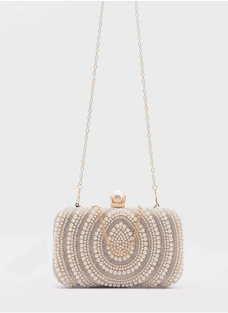 خزانة Diamante Pearl Box Clutch Bag