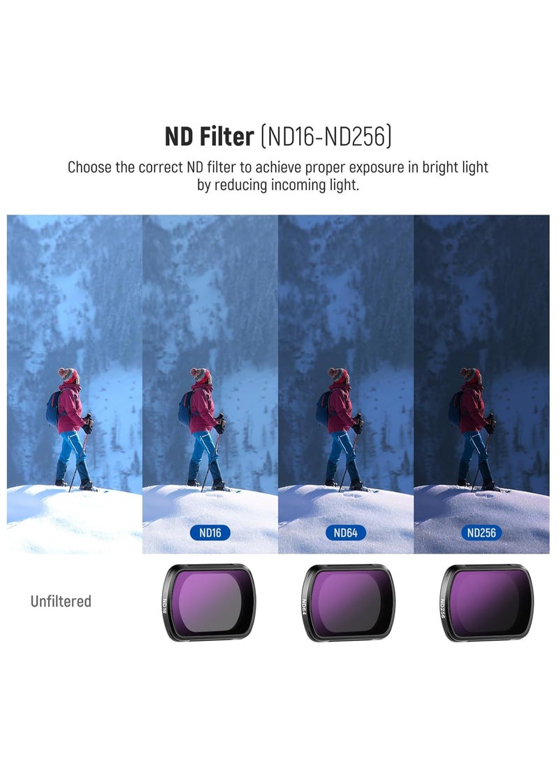 DJI OSMO Pocket 3 (CPL ND16 ND64 ND256)4Pack Filter Kit Compatible with DJI OSMO Pocket 3 Creator Combo Accessories Magnetic Action Camera Neutral Density Polarising Filter Optical Glass Aluminum Frame