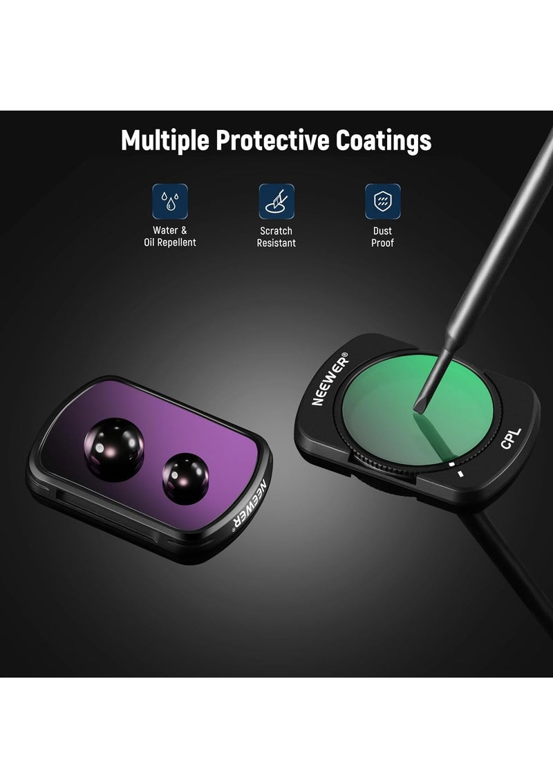DJI OSMO Pocket 3 (CPL ND16 ND64 ND256)4Pack Filter Kit Compatible with DJI OSMO Pocket 3 Creator Combo Accessories Magnetic Action Camera Neutral Density Polarising Filter Optical Glass Aluminum Frame