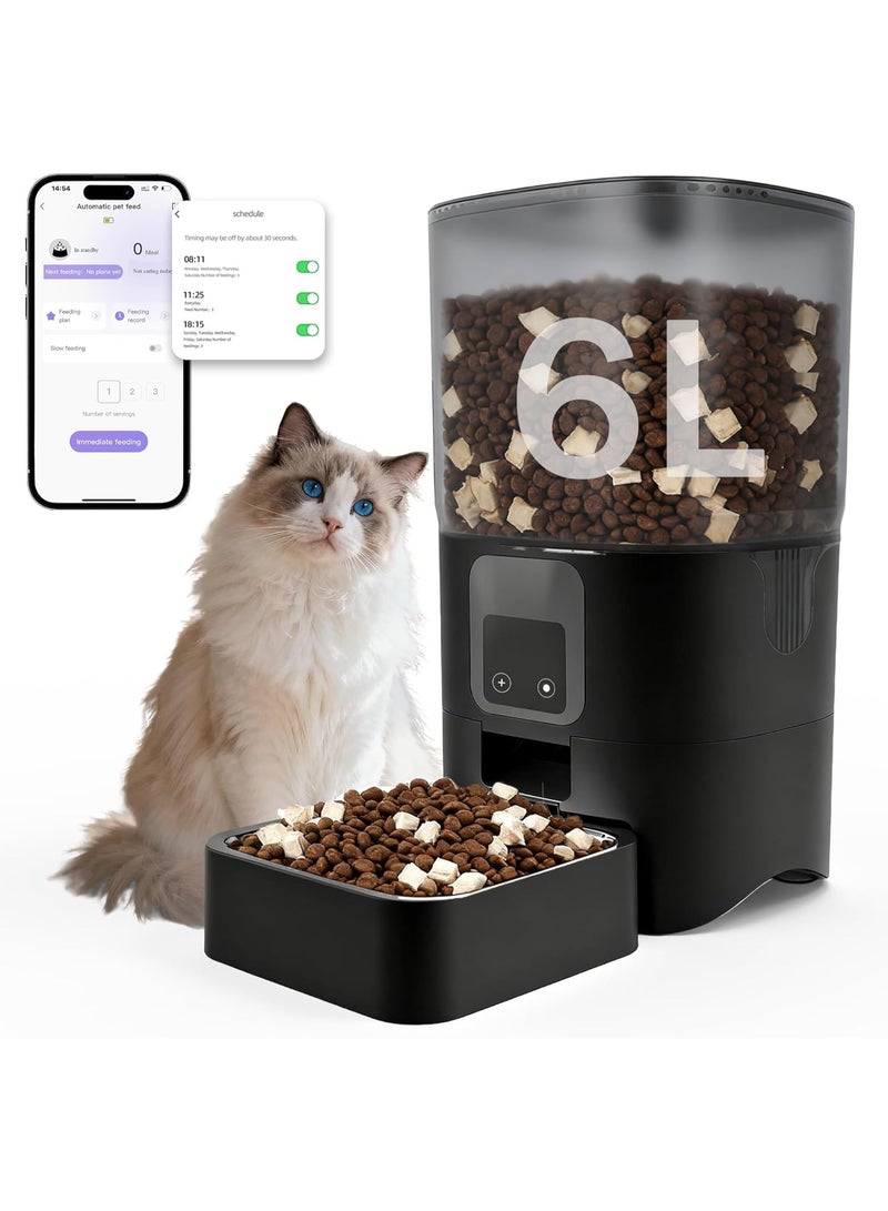 M.A&F's Smart Automatic Pet Feeder, 6L WiFi Cat Food Dispenser with App Control, Timed Dry Food Feeder for Cats and Small Dogs, 2.4GHz Only, Dual Power Supply with 4 AA Battery Backup - Image 1