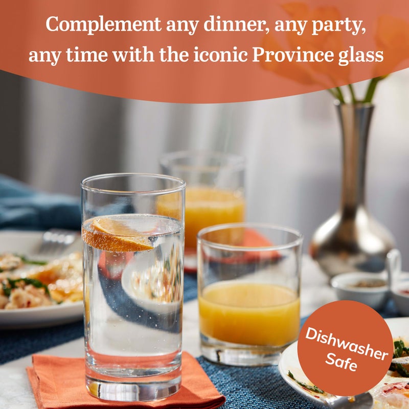 Libbey Province Tumbler and Rocks Glass Set, Elegant Drinkware Glasses Set, Tall Drinking Glasses with Modern Lines, Drinking Glasses Set of 16 - Image 2