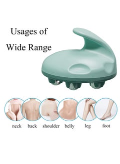 Portable Handheld Full Body Massager with 360-Degree Roller Ball for Muscle Pain Relief in Back, Neck, Shoulders, and Legs - Ideal for Home Use (Green)