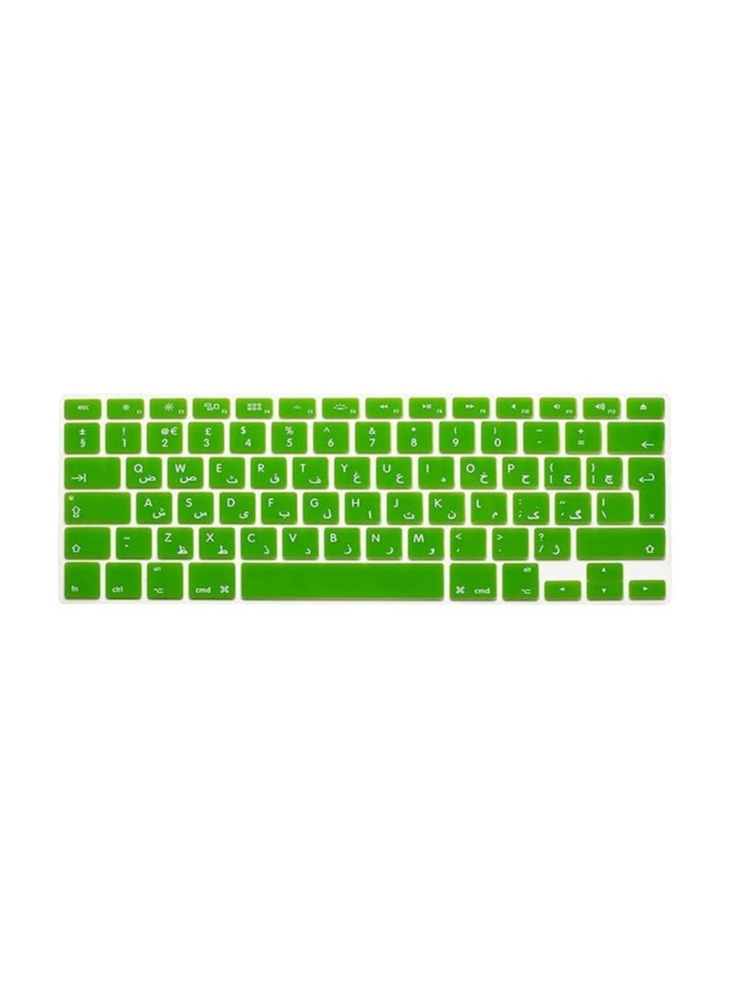O Ozone - Macbook Keyboard Skin for MacBook Air 13 Inch/MacBook Pro 15 inch Silicone Keyboard Cover 466 A1502 UK English Arabic Layout Green - Image 1