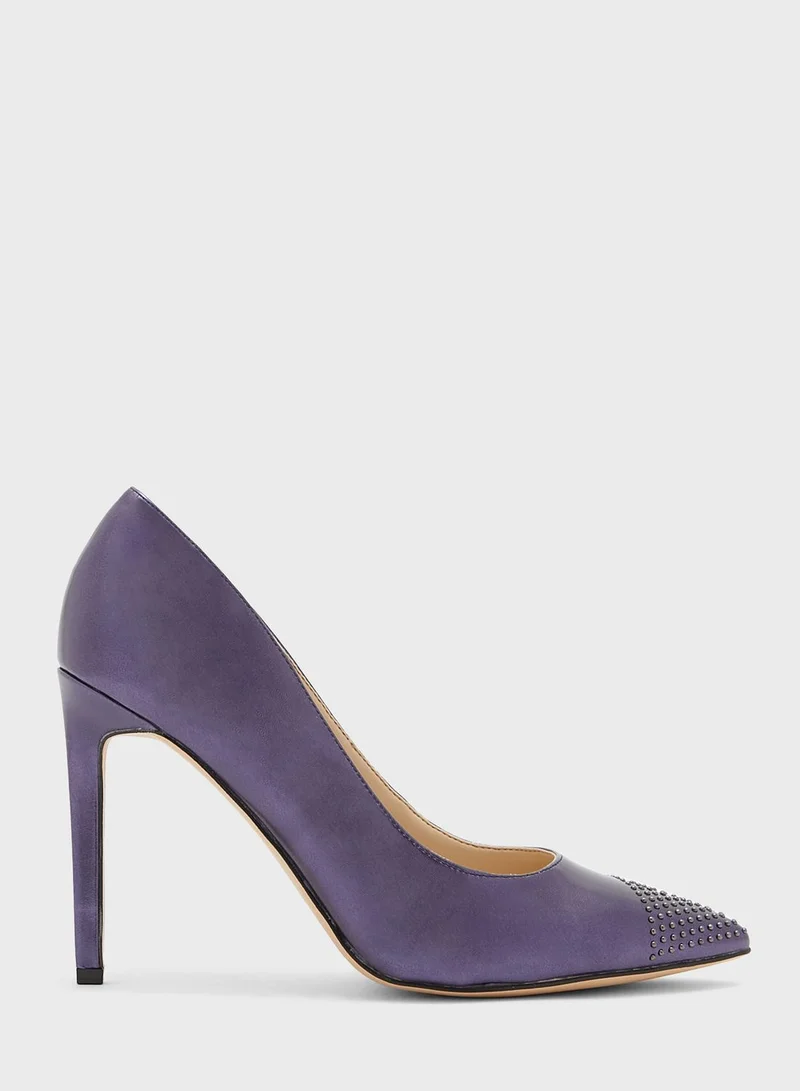 NINE WEST Stone Embellished Pointed Toe High Heel Pumps