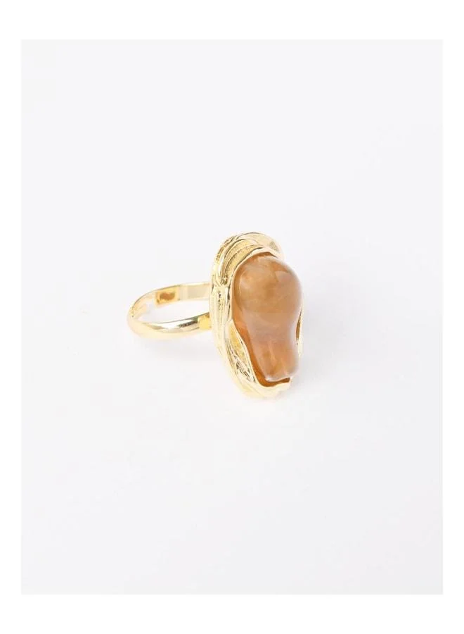 Jimmy Key Brown Large Stone Detailed Ring.