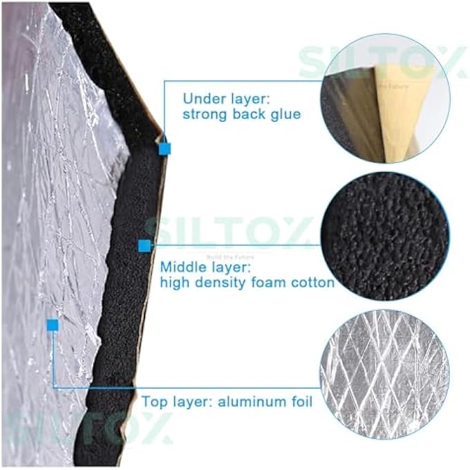 rayihni Self Adhesive Sound Proof Aluminum Foil Nbr Foam Insulation Sheet  Thermal Roofing Polyurethane Rubber Foam Sheet  1M Width13Mm19Mm25Mm Thickness114M Thickness  19 Mm 4 MeterS - Image 2