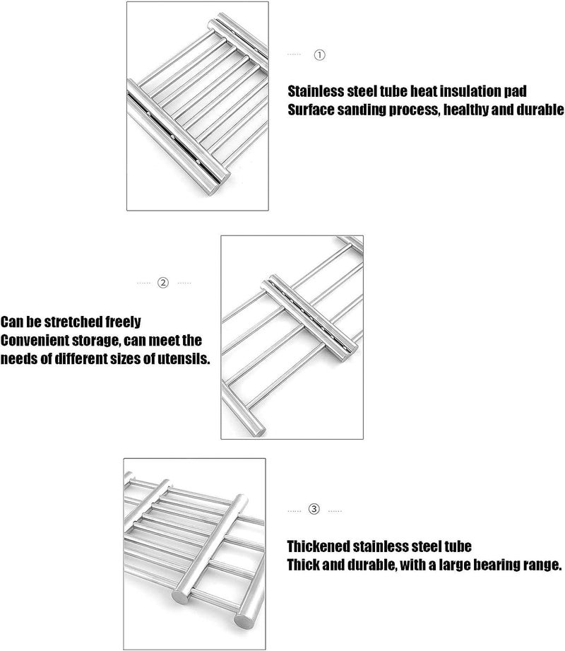 Cyrox Heat Resistant Trivet Stainless Steel Adjustable Cooking Pot Coaster Accessories Kitchen Dining Table Mat for Hot Pot Table Mat (1Pcs) - Image 5