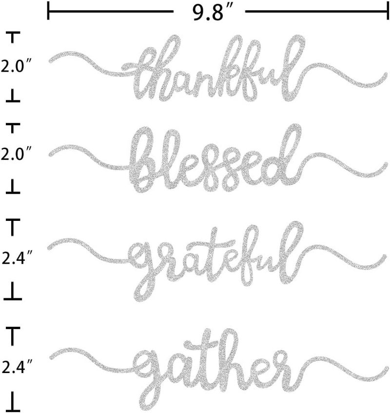 Aukolass 8 Pcs Thanksgiving Plate Cards Thanksgiving Table Decorations Grateful Thankful Blessed Gather Place Card Plate Decors for Home Party Silver - Image 3