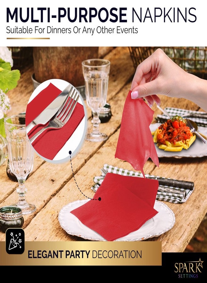 Amcrate 100 Pack Red Beverage Napkins, Big Party Pack, 2 Ply, Ideal for Wedding, Party, Birthday, Dinner, Lunch, Cocktails. (5” x 5”) by Amcrate - Image 5