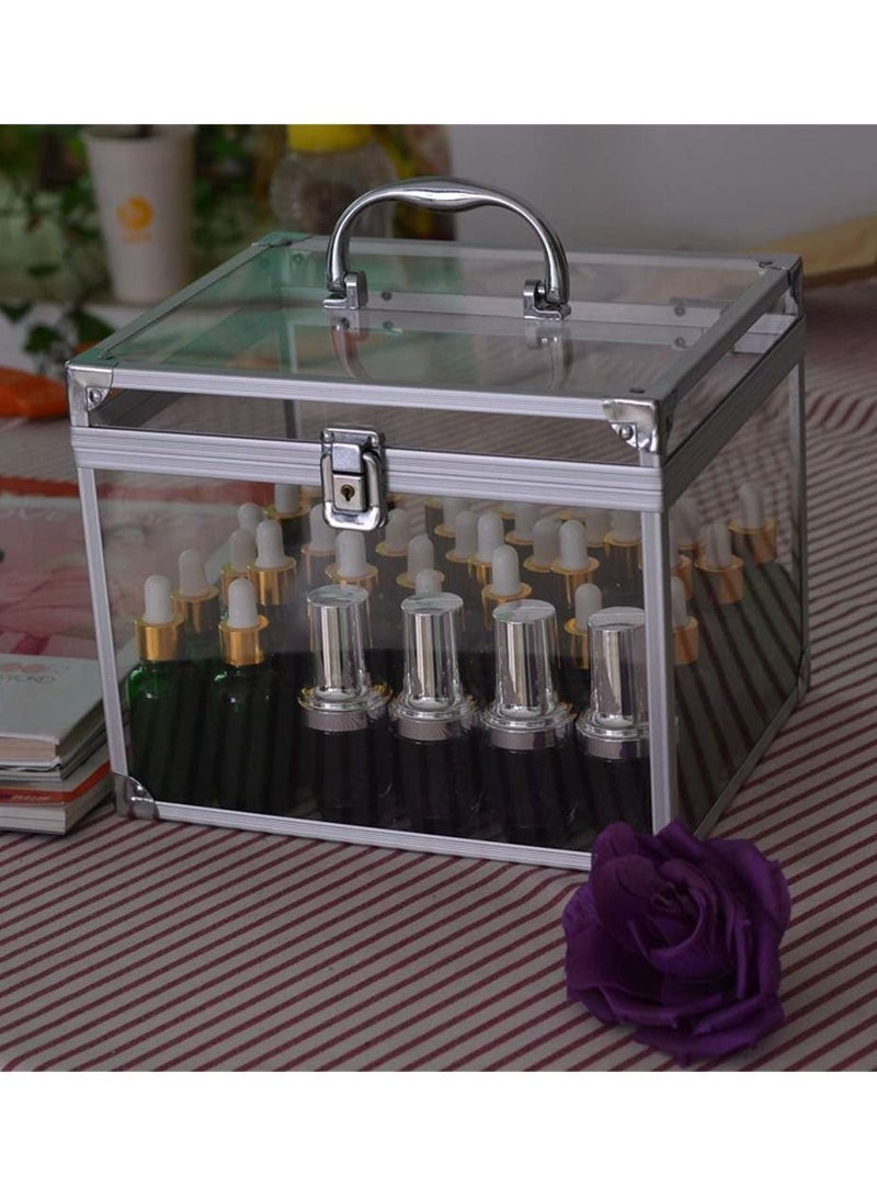 DubaiGallery حقيبة مكياج أكريليك ألومنيوم محمولة كبيرة الحجم، صناديق تنظيم مع قفل وحقيبة مستحضرات تجميل من سبائك الألومنيوم، حقيبة مكياج - Image 3