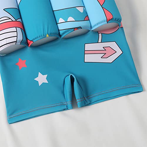 IDOPIP Kids Baby Boy Girl Float Suit with Adjustable Buoyancy Floatation Swimsuit Floating Swimwear Bathing Suit Toddler Float Swim Vest with 8 Removable Buoyancy Stick Blue + Orange Dinosaur 18-24 Months - Image 5