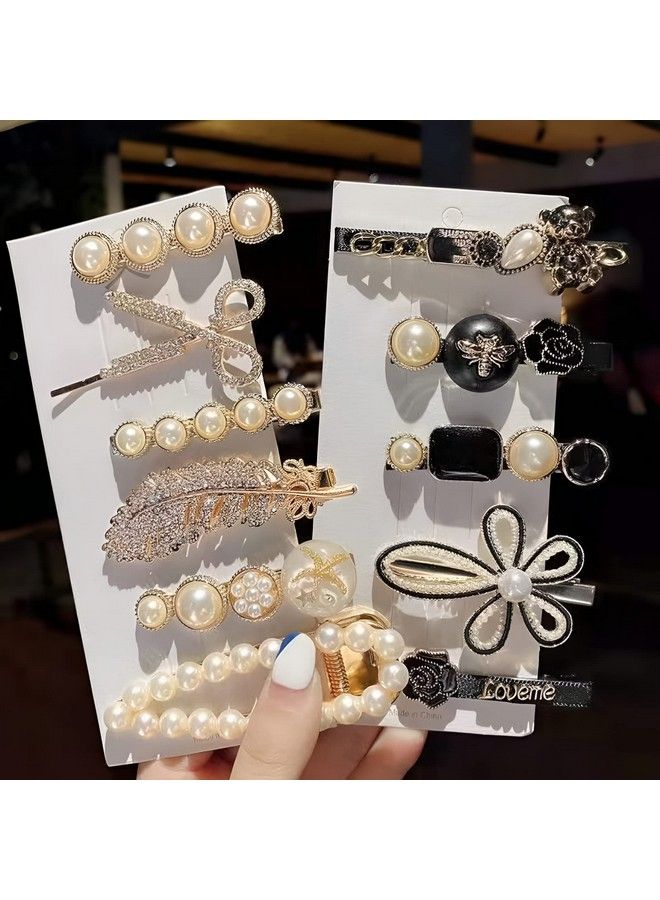 ANNACREATIONS Korean Fashion Style Pearl Rhinestone Metal Hair Clips Hair Pin Stylish Hair Accessories Jewellery For Women And Girls (Pack Of 11) - Image 1