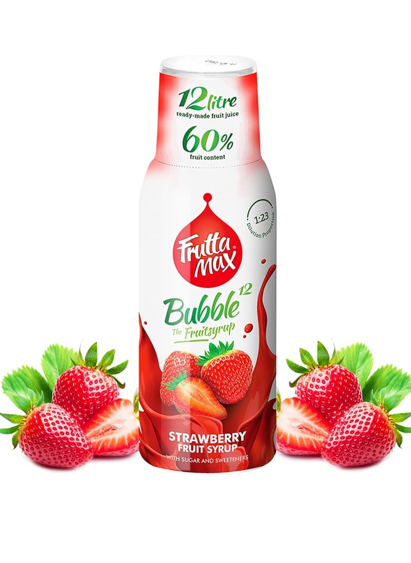 Fruttamax FruttaMax - Fruit Syrup Concentrate | Less Sugar | with 60% Fruit Content | Suitable for soda Machine 500ml (Strawberry)  - Image 1