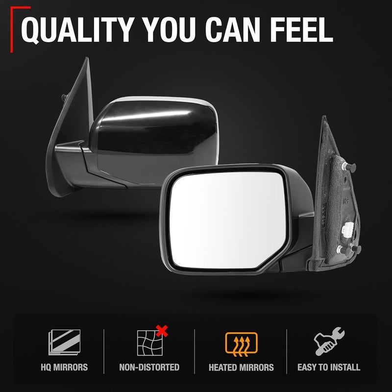 T1A Driver Side Mirror Replacement for 2009-2015 Honda Pilot - Powered, Heated, Manual Fold - Smooth Black - Image 4