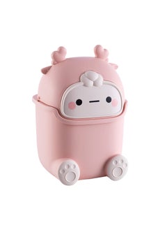 SYOSI SYOSI Plastic Flip Trash can Animal Shape Trash Cans, Creative Cute Desktop Trash can with lid for Bedroom Bathroom Living Room Office (Pink)  - Image 1