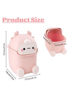 SYOSI SYOSI Plastic Flip Trash can Animal Shape Trash Cans, Creative Cute Desktop Trash can with lid for Bedroom Bathroom Living Room Office (Pink)  - Image 2