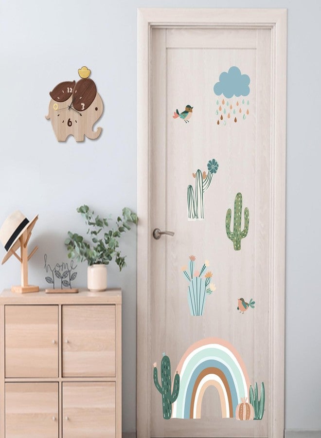 Mfault Boho Rainbow Cactus Wall Decals Stickers, Bohemian Cacti Cloud Rain Bird Nursery Decor Bedroom Art, Botanical Kids Toddler Room Playroom Home Decorations - Image 5