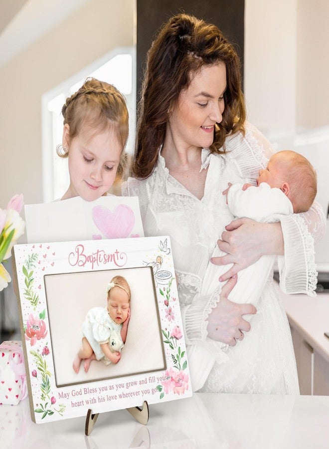 KLYTINK Baptism Gifts for Girl, Baptism Gifts for Boys, Baby Baptism Gift, Baptism Picture Frame, Baptism Gift for Godchild From Godparents-May God Bless You Wherever You Go, 4x6Inch Photo (Pink) - Image 4