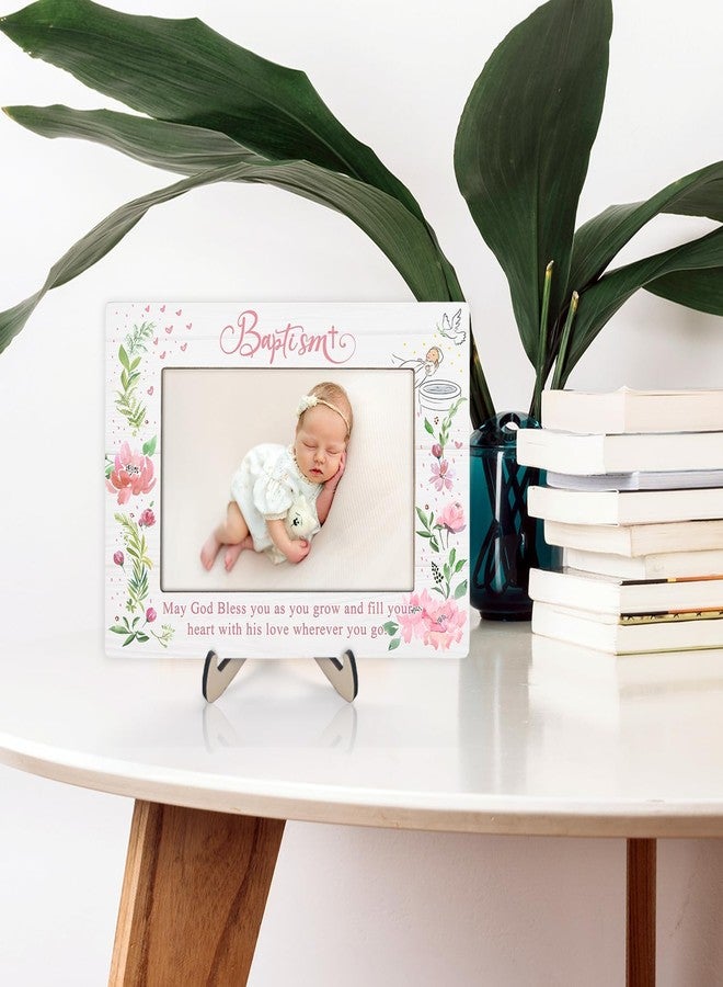 KLYTINK Baptism Gifts for Girl, Baptism Gifts for Boys, Baby Baptism Gift, Baptism Picture Frame, Baptism Gift for Godchild From Godparents-May God Bless You Wherever You Go, 4x6Inch Photo (Pink) - Image 3