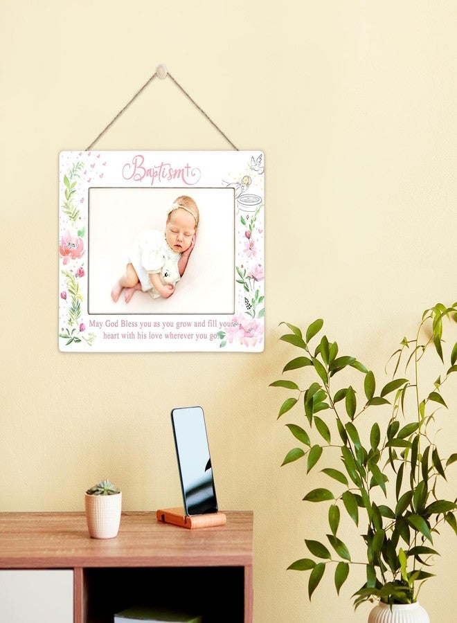 KLYTINK Baptism Gifts for Girl, Baptism Gifts for Boys, Baby Baptism Gift, Baptism Picture Frame, Baptism Gift for Godchild From Godparents-May God Bless You Wherever You Go, 4x6Inch Photo (Pink) - Image 5